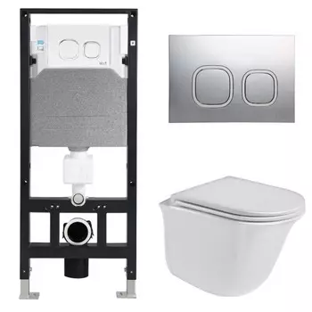 Комплект Weltwasser 10000006853 унитаз Telbach 004 GL-WT + инсталляция + кнопка Amberg RD-MT CR