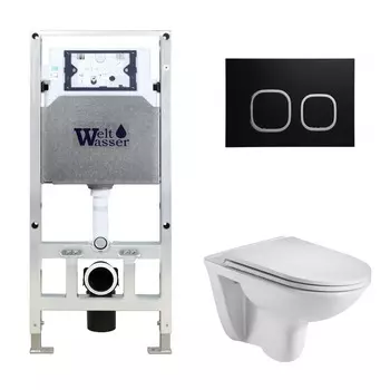 Комплект Weltwasser 10000006855 унитаз Baarbach 004 GL-WT + инсталляция + кнопка Amberg RD-BL
