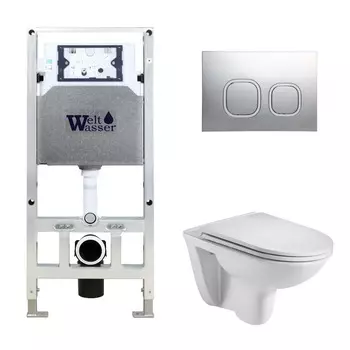 Комплект Weltwasser 10000006856 унитаз Baarbach 004 GL-WT + инсталляция + кнопка Amberg RD-CR