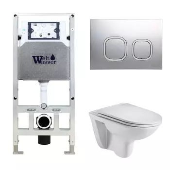 Комплект Weltwasser 10000006857 унитаз Baarbach 004 GL-WT + инсталляция + кнопка Amberg RD-MT CR