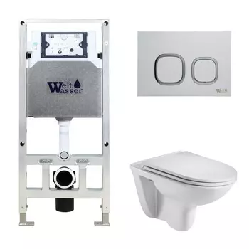 Комплект Weltwasser 10000006858 унитаз Baarbach 004 GL-WT + инсталляция + кнопка Amberg RD-WT