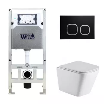 Комплект Weltwasser 10000006875 унитаз Gelbach 004 MT-WT + инсталляция + кнопка Amberg RD-BL
