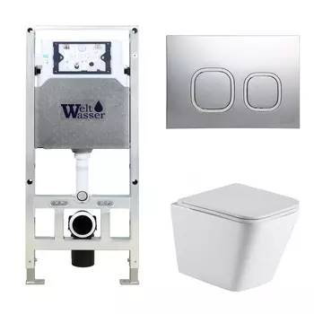 Комплект Weltwasser 10000006877 унитаз Gelbach 004 MT-WT + инсталляция + кнопка Amberg RD-MT CR