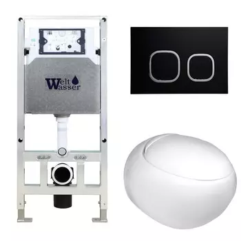 Комплект Weltwasser 10000006887 унитаз Jeckenbach 004 GL-WT + инсталляция + кнопка Amberg RD-BL