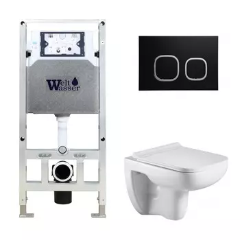 Комплект Weltwasser 10000006891 унитаз Kehlbach 004 GL-WT+ инсталляция + кнопка Amberg RD-BL