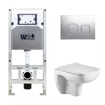 Комплект Weltwasser 10000006892 унитаз Kehlbach 004 GL-WT+ инсталляция + кнопка Amberg RD-CR