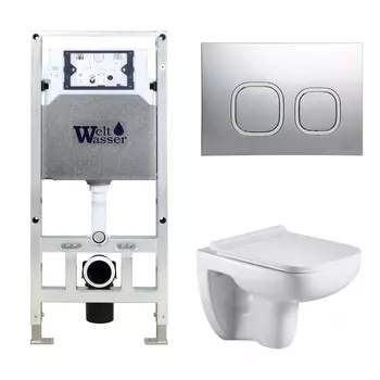 Комплект Weltwasser 10000006893 унитаз Kehlbach 004 GL-WT+ инсталляция + кнопка Amberg RD-MT CR