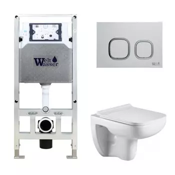 Комплект Weltwasser 10000006894 унитаз Kehlbach 004 GL-WT+ инсталляция + кнопка Amberg RD-WT