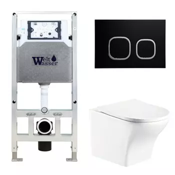 Комплект Weltwasser 10000006915 унитаз Odenbach 004 GL-WT + инсталляция + кнопка Amberg RD-BL