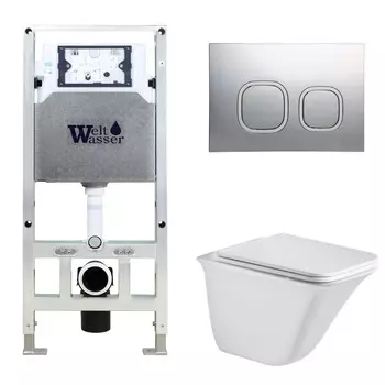 Комплект Weltwasser 10000006920 унитаз Rotbach 004 GL-WT + инсталляция + кнопка Amberg RD-CR