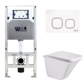 Комплект Weltwasser 10000006922 унитаз Rotbach 004 GL-WT + инсталляция + кнопка Amberg RD-WT