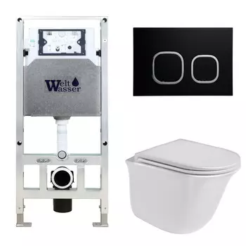 Комплект Weltwasser 10000006939 унитаз Telbach 004 GL-WT + инсталляция + кнопка Amberg RD-BL