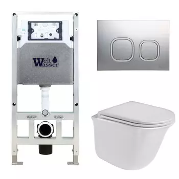 Комплект Weltwasser 10000006940 унитаз Telbach 004 GL-WT + инсталляция + кнопка Amberg RD-CR