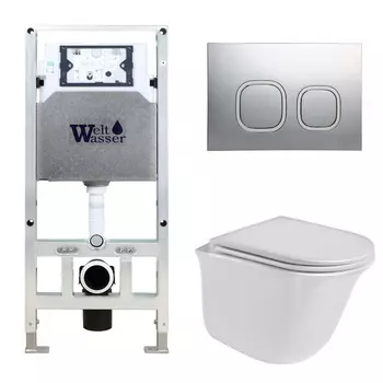 Комплект Weltwasser 10000006941 унитаз Telbach 004 GL-WT + инсталляция + кнопка Amberg RD-MT CR