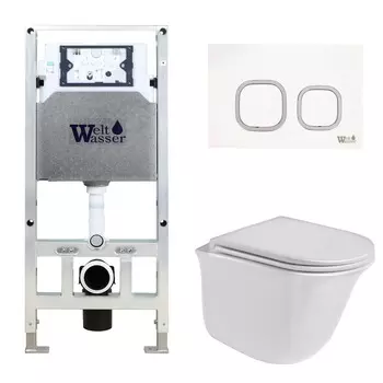 Комплект Weltwasser 10000006942 унитаз Telbach 004 GL-WT + инсталляция + кнопка Amberg RD-WT