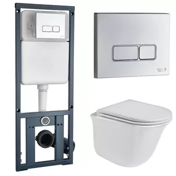 Комплект Weltwasser 10000006949 унитаз Telbach 004 GL-WT + инсталляция + кнопка MAR 410 SE