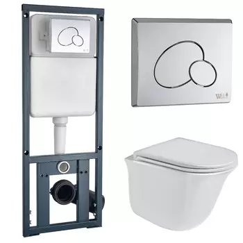 Комплект Weltwasser 10000006950 унитаз Telbach 004 GL-WT + инсталляция + кнопка MAR 410 RD