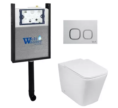 Комплект WeltWasser 10000011779 унитаз SK Gelbach 002 GL-WT + инсталляция AMBERG 404 + кнопка AMBERG RD-WT
