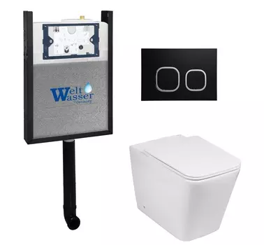 Комплект WeltWasser 10000011782 унитаз SK Gelbach 002 GL-WT + инсталляция AMBERG 404 + кнопка Amberg RD-BL