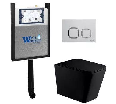 Комплект WeltWasser 10000011783 унитаз SK Gelbach 002 MT-BL + инсталляция AMBERG 404 + кнопка Amberg RD-WT