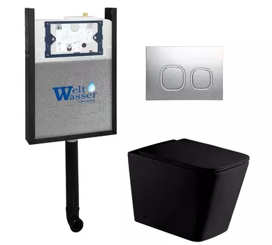 Комплект WeltWasser 10000011785 унитаз SK Gelbach 002 MT-BL + инсталляция AMBERG 404 + кнопка WW AMBERG RD-CR