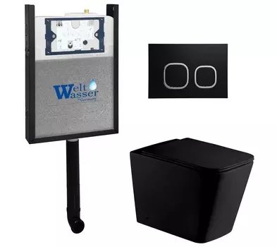 Комплект WeltWasser 10000011786 унитаз SK Gelbach 002 MT-BL + инсталляция AMBERG 404 + кнопка AMBERG RD-BL