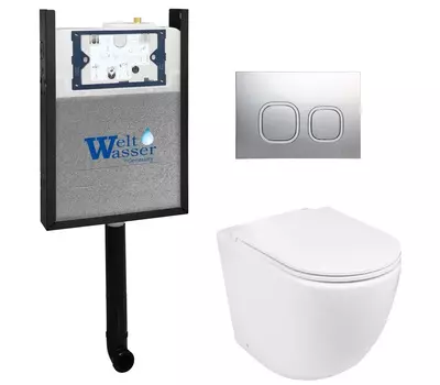 Комплект WeltWasser 10000011791 унитаз SK Merzbach 002 GL-WT + инсталляция AMBERG 404 + кнопка AMBERG RD-CR