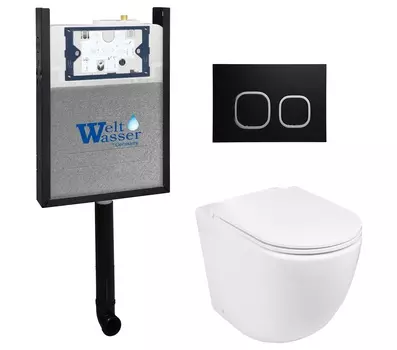 Комплект WeltWasser 10000011792 унитаз SK Merzbach 002 GL-WT + инсталляция AMBERG 404 + кнопка Amberg RD-BL