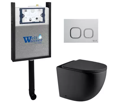 Комплект WeltWasser 10000011793 унитаз SK Merzbach 002 MT-BL + инсталляция AMBERG 404 + кнопка Amberg RD-WT