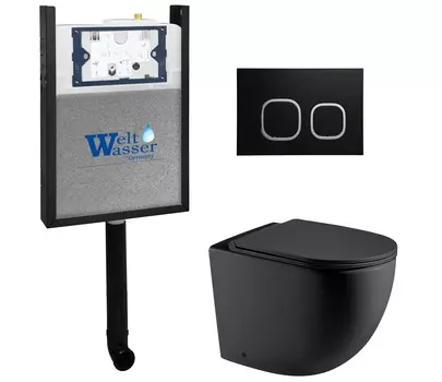 Комплект WeltWasser 10000011796 унитаз SK Merzbach 002 MT-BL + инсталляция AMBERG 404 + кнопка Amberg RD-BL