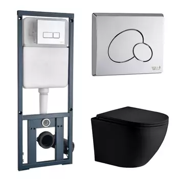 Комплект Weltwasser унитаз Merzbach 043 MT-BL + инсталляция Marberg 410 + кнопка MAR 410 RD