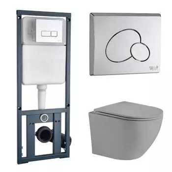 Комплект Weltwasser унитаз Merzbach 043 MT-GR + инсталляция Marberg 410 + кнопка MAR 410 RD