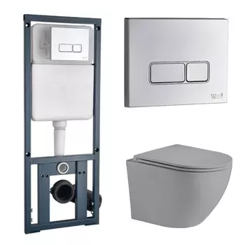 Комплект Weltwasser унитаз Merzbach 043 MT-GR + инсталляция Marberg 410 + кнопка MAR 410 SE