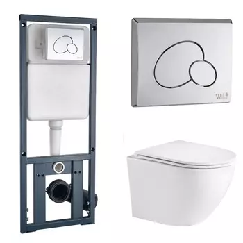 Комплект Weltwasser унитаз Merzbach 043 MT-WT + инсталляция Marberg 410 + кнопка MAR 410 RD