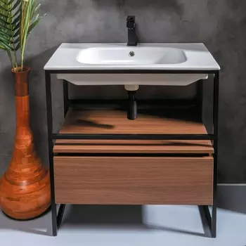 Консоль с раковиной Armadi Art Loft 80 напольная, черная матовая