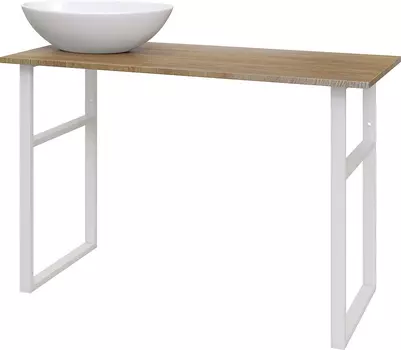 Консоль с раковиной DIWO Элиста 120 напольная, белый муар/светлое дерево (раковина Moduo 55 Leaf)