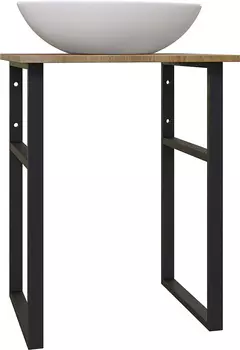 Консоль с раковиной DIWO Элиста 60 напольная, черный муар/светлое дерево (раковина Moduo 55 Leaf)