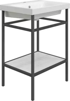 Консоль с раковиной DIWO Смоленск 60 напольная, черный муар/северное дерево (раковина Moduo 60)