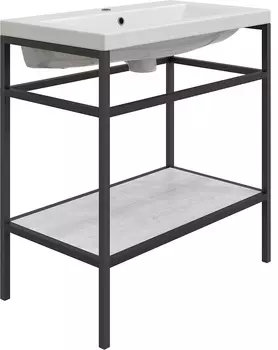 Консоль с раковиной DIWO Смоленск 80 напольная, черный муар/северное дерево (раковина Como 80)