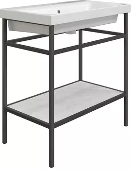 Консоль с раковиной DIWO Смоленск 80 напольная, черный муар/северное дерево (раковина Moduo 80)