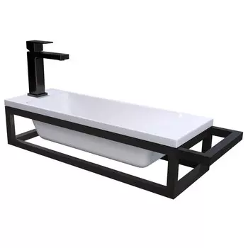 Консоль с раковиной Grossman Метрис 50 105002 с правым полотенцедержателем, черная