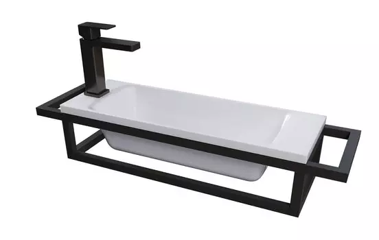 Консоль с раковиной Grossman Метрис 50 105003 с правым и левым полотенцедержателями, черная