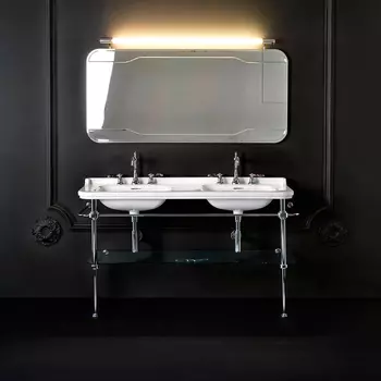 Консоль с раковиной Kerasan Waldorf 9195K1cr 150 см, хром, со стеклянной полочкой