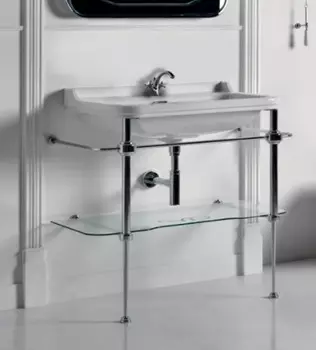 Консоль с раковиной Kerasan Waldorf 9196K1cr 100 см, хром, со стеклянной полочкой