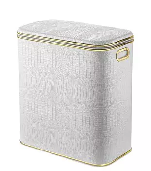 Корзина для белья Geralis KWG-M CROCO, белая/золото