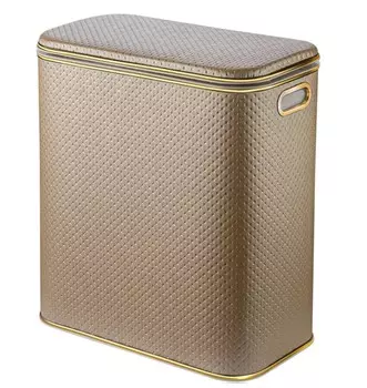 Корзина для белья Geralis PLG-M бежевая, кант золото, малая