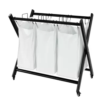 Корзина для белья WasserKRAFT Naab WB-860-L белый/черный