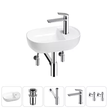 Маленькая раковина в туалет Wellsee WC Area 20212105R в наборе 5 в 1