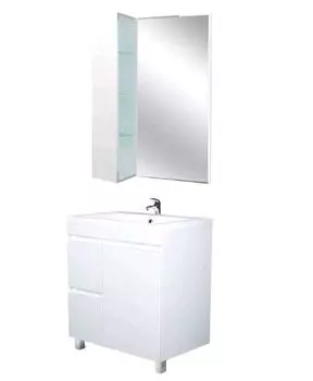 Мебель для ванной 1Marka Cube 75Н с бельевой корзиной, белый глянец