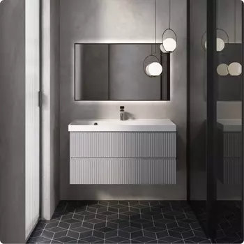 Мебель для ванной AQUAme S1 100 подвесная, 2 ящика, серая